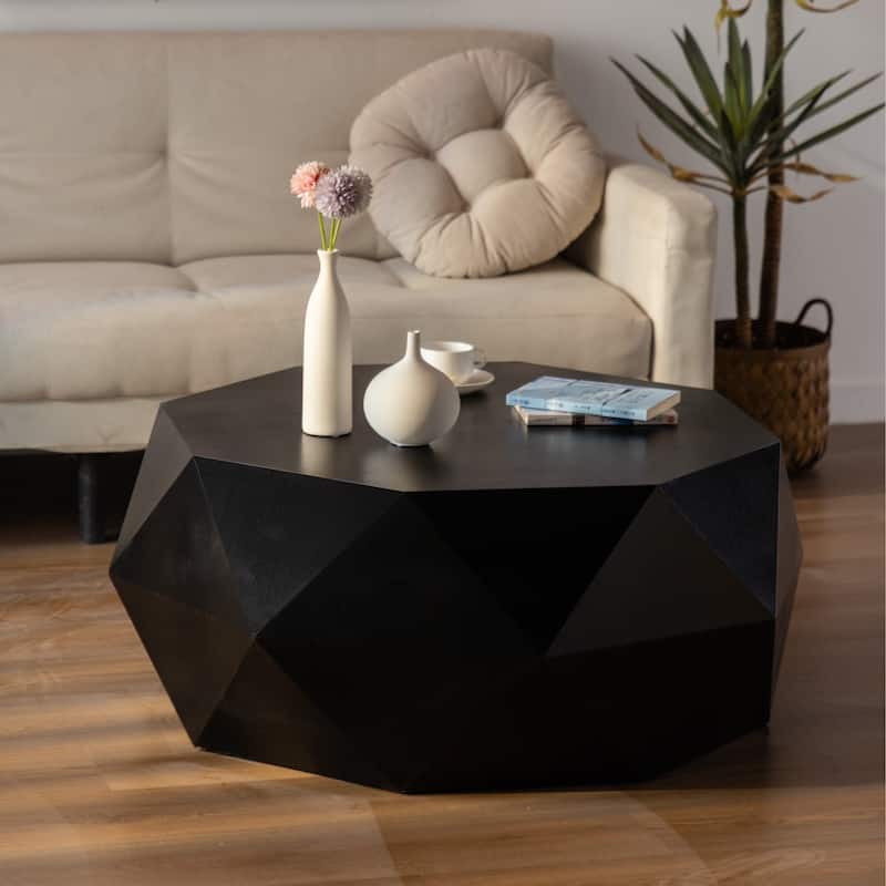 38"Three-dimensional Embossed Pattern Design American Retro Style Coffee Table