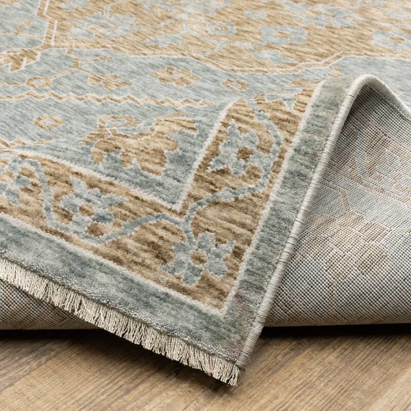 Style Haven Estella Global Center Medallion Brown/Pale Blue Area Rug