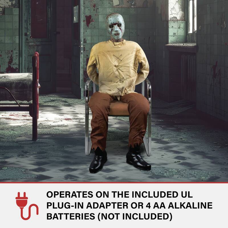Haunted Hill Farm Twitch the Thrashing Prisoner by Tekky, Sitting Premium Halloween Animatronic, Plug-In or Battery