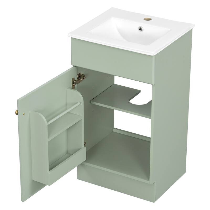 Christopher Knight Home - Ethan 18" Bathroom Wooden Vanity with Sink and Storage Cabinet