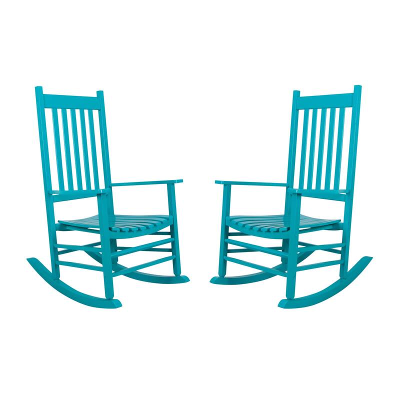 Heritage Solid Wood Outdoor Patio Rocking Chair Rocker (Set of 2) - Turquoise