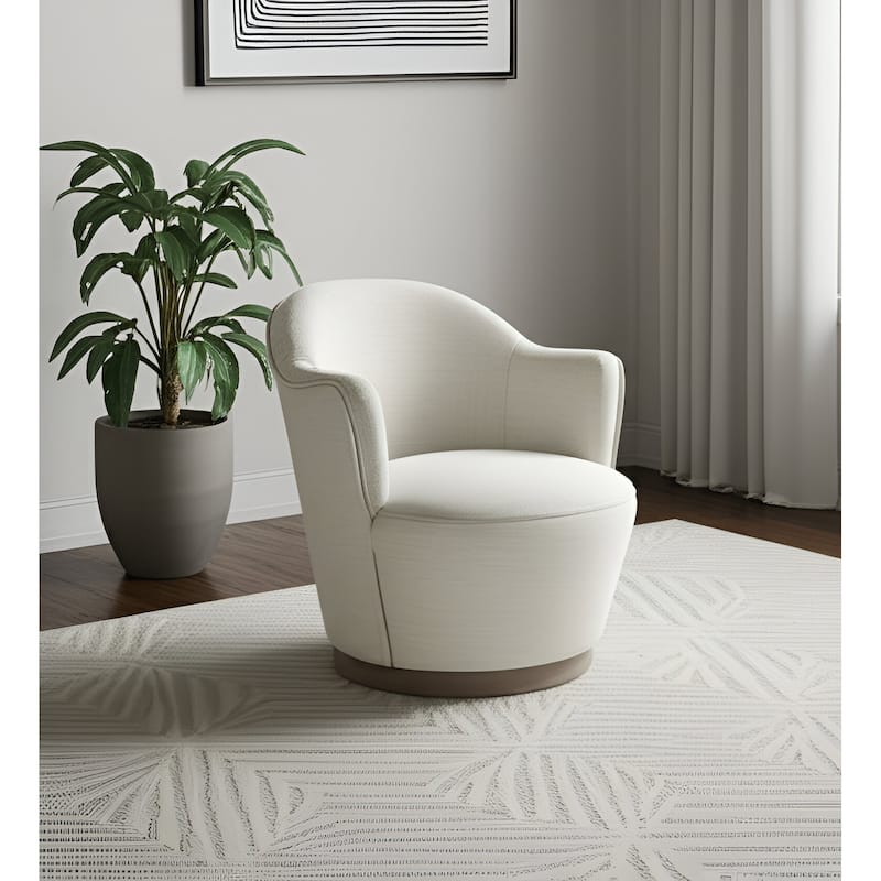 HomeRoots 27" Off White Fabric Swivel Barrel Chair - 27.4 in. x 30.7 in. x 32 in. - 27.4 in. x 30.7 in.  x 32 in.