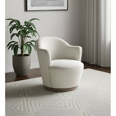 HomeRoots 27" Off White Fabric Swivel Barrel Chair - 27.4 in. x 30.7 in. x 32 in.