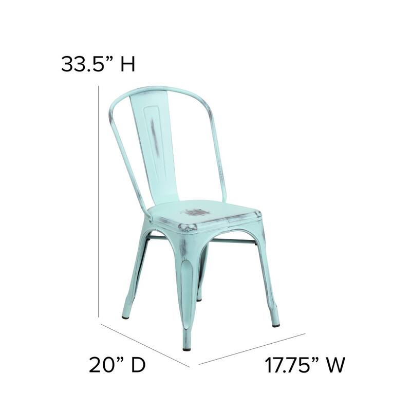 Distressed Metal Indoor/ Outdoor Stackable Chair