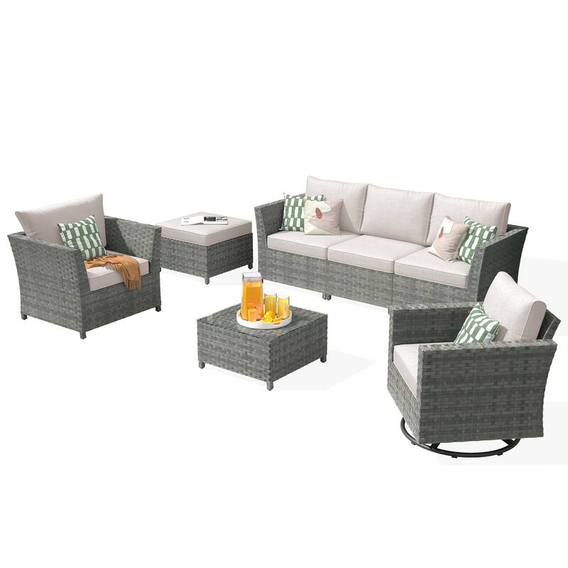 XIZZI 7-piece Outdoor Patio Furniture Rattan Wicker Conversation Set