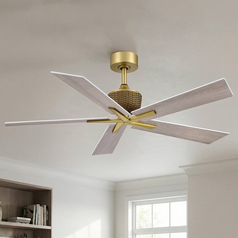 52" Modern Gray 5-Blade Reversible Indoor Outdoor Ceiling Fan with Remote, No Light