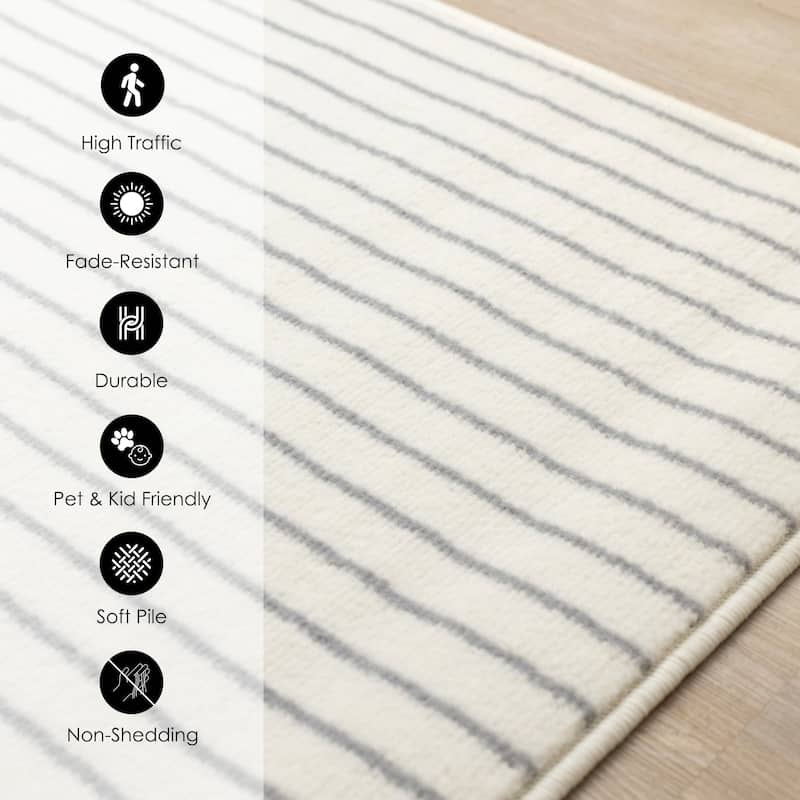 Forte White Grey Curved Arches Indoor Area Rug