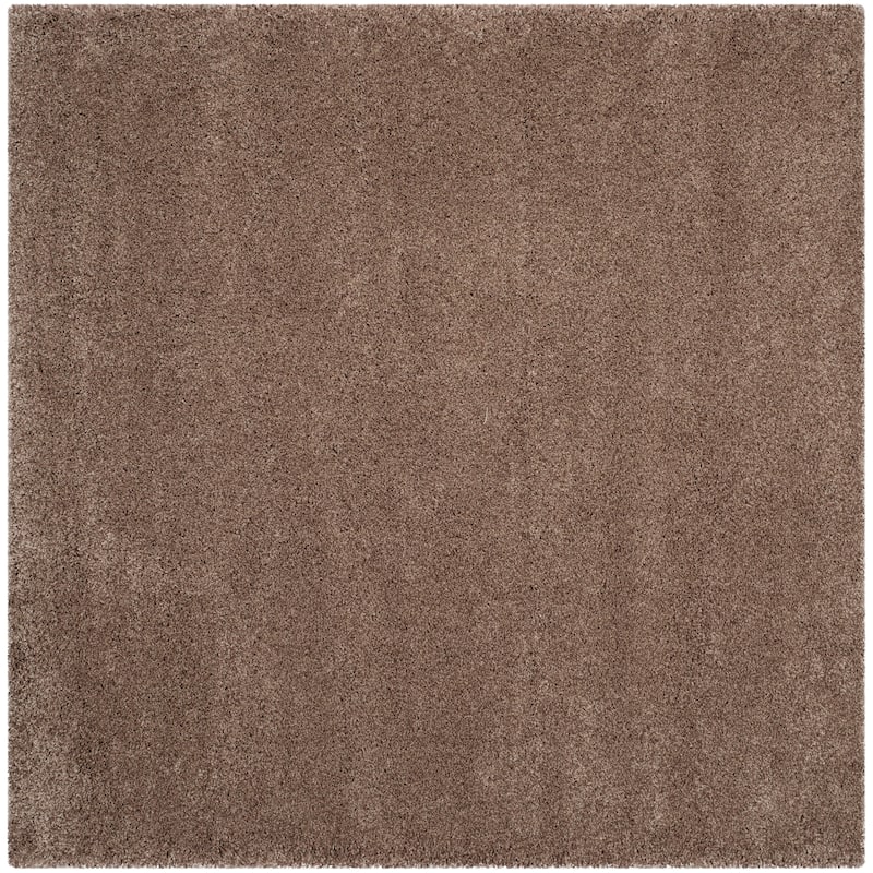 SAFAVIEH Santa Monica Shag Einara 2-inch Thick Area Rug - 6'7" Square - Taupe - Square