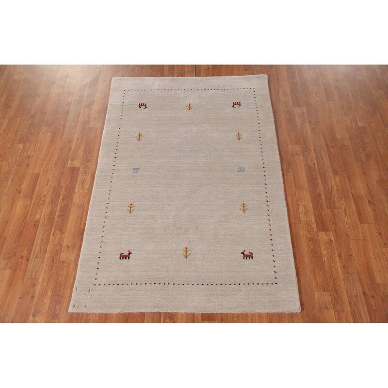 Gabbeh Oriental Accent Rug Handmade Modern Wool Carpet - 3'11"x 5'10"