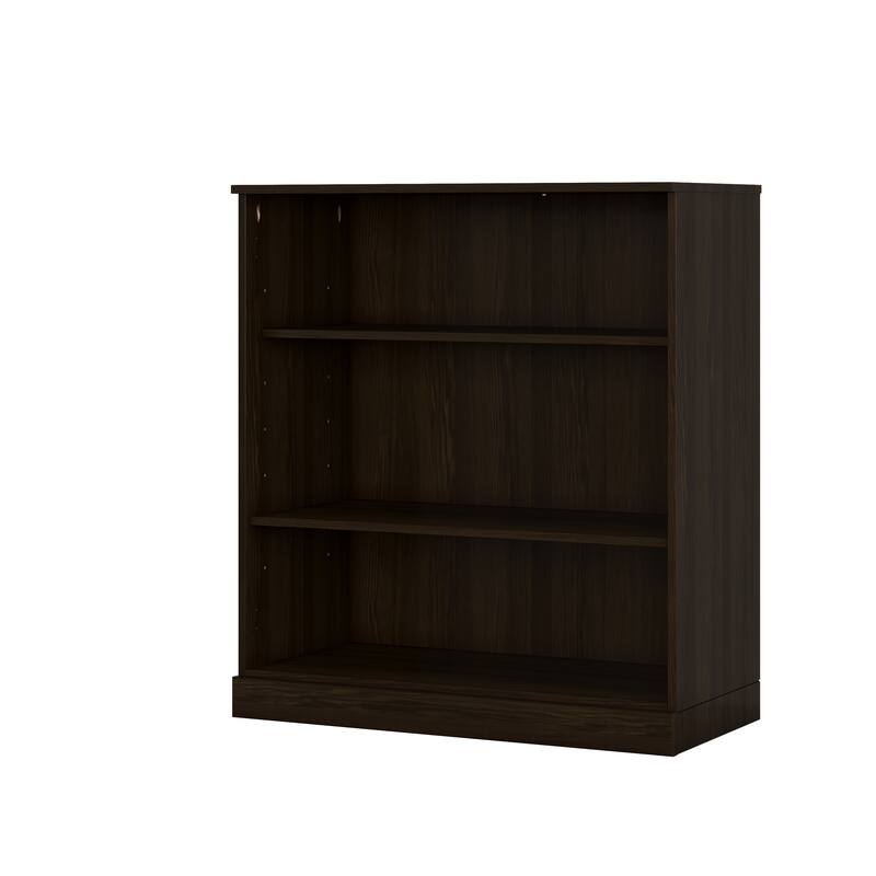 100% Solid Wood Short Bookcase with Adjustable Shelves, Modular Storage, Open Display Bookshelf, 32" W x 35.75" H - Espresso