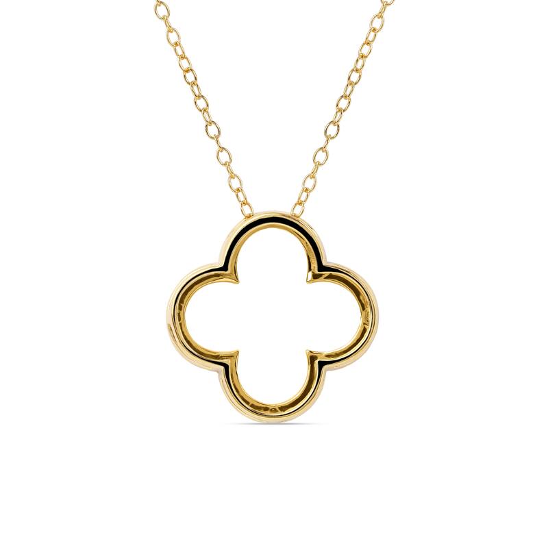 1/6ct - 1ct TDW Diamond 14K Gold Open Clover Pendant Necklace for Women