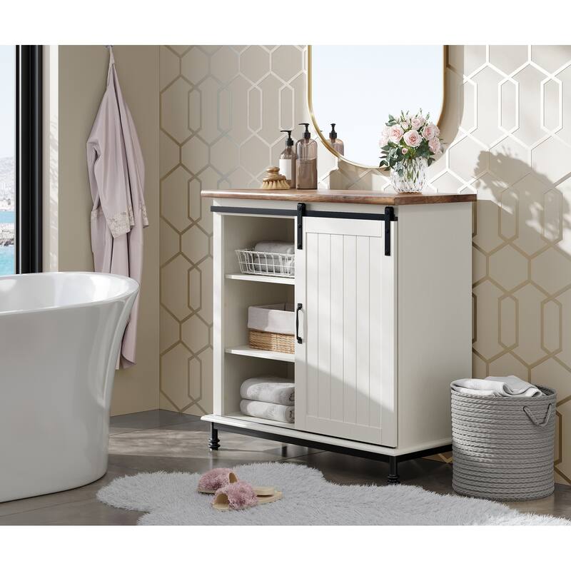 WAMPAT Farmhouse Coffee Bar Cabinet Storage Sideboard