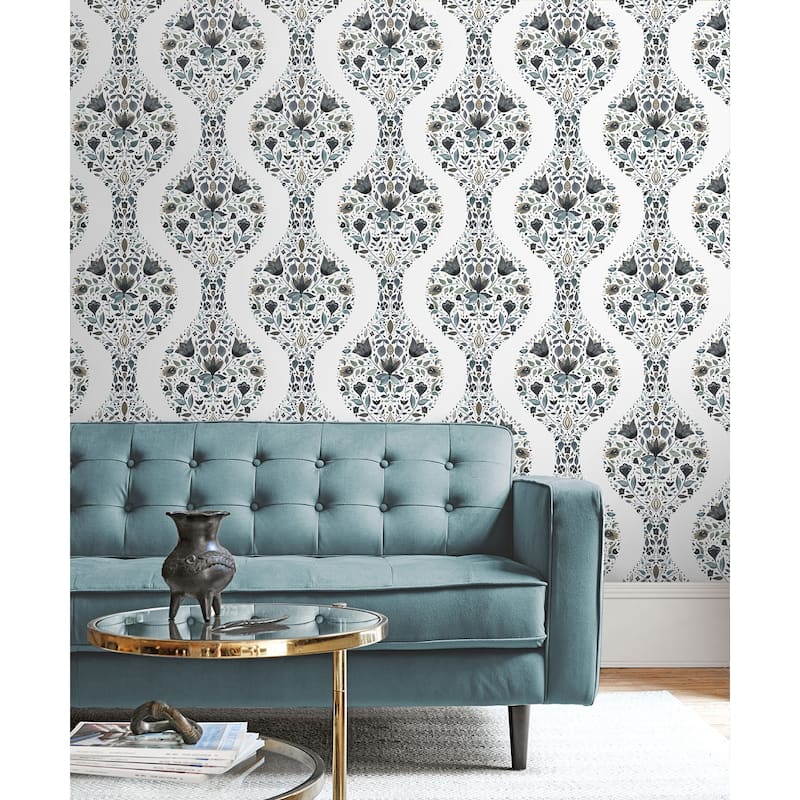 NextWall Floral Ogee Peel and Stick Wallpaper