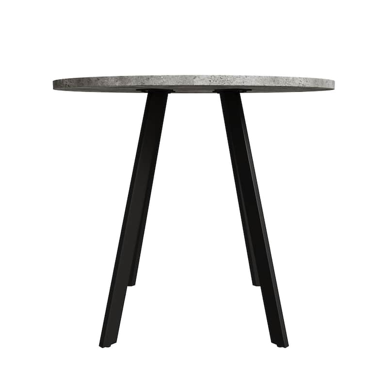 Minimalist circular dining table,gray cement texture,medieval modern small circular dining table 31.5 inches,casual coffee table