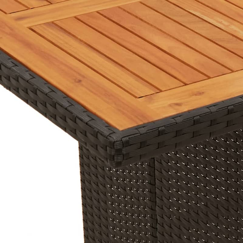 vidaXL Patio Dining Set with Cushions Outdoor Furniture Black Poly Rattan - 35.4 x 94.5 x 29.5