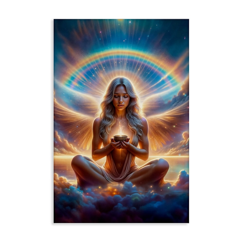 Stupell Enlightened Angel with Tea Canvas Wall Art Design By Spirit of the Rainbow