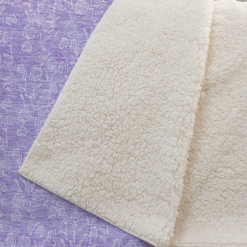 Premium Machine Washable Modern Floral Sherpa Throw Blanket