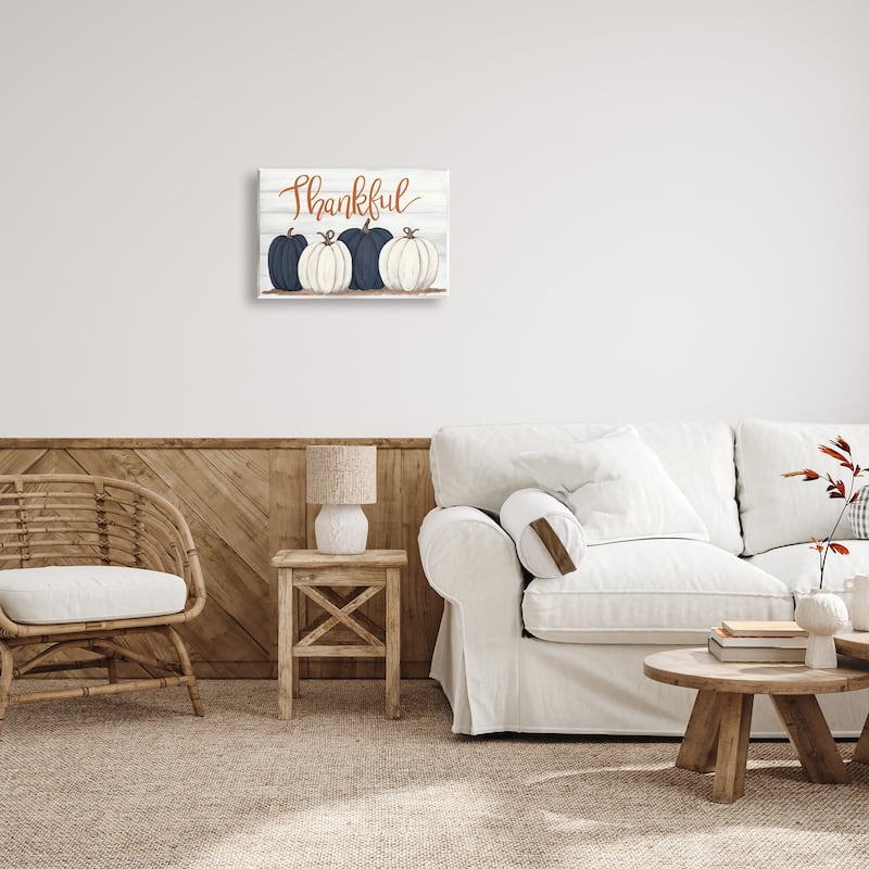 Stupell Autumn Farm Pumpkin Harvest with Thankful Phrase Wood Wall Art - Multi-Color