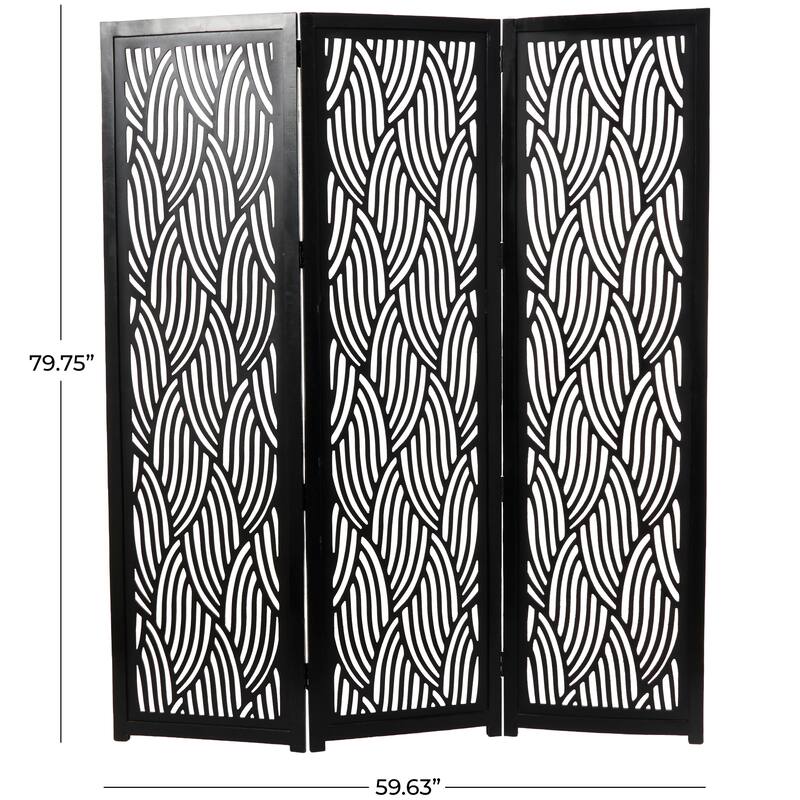 Wooden 3 Panel Room Divider Screen - Black or White - Roche River Decor