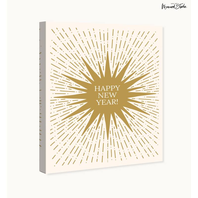 Wynwood Studio Canvas Holiday and Seasonal The Happy Star Shines Gold Modern & Contemporary Wall Art Canvas Print