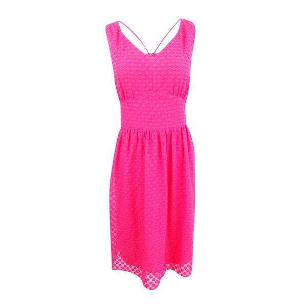 Shop Nine West Women S Swiss Dot Square Back A Line Dress Candy