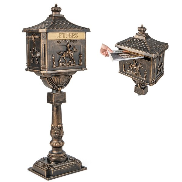Costway Retro Cast Aluminum Mailbox Lockable Security Postal