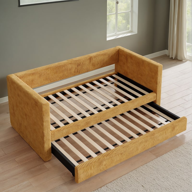 Corvus Somme Corduroy Upholstered Daybed with Trundle