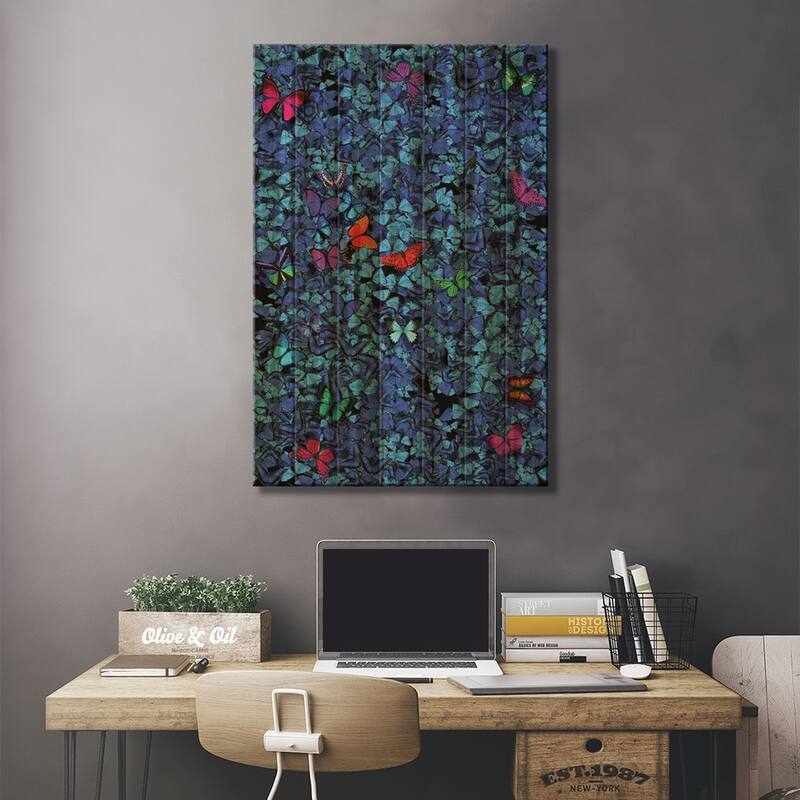 Butterflies I Print On Wood by Marcio Alek - Multi-Color