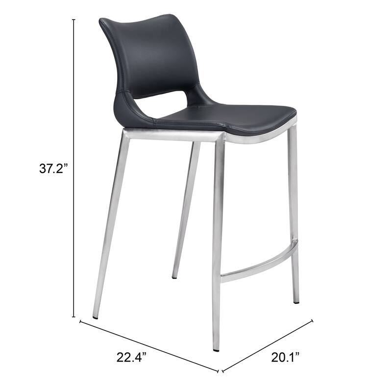 Ace Counter Stool White & Silver