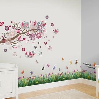 Walplus Bird Butterflies Grass Children Kid Wall Sticker Nursery Decor