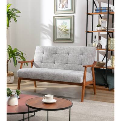 Porthos Home Mylo Fabric Loveseat Small Couch Sofa with Rubberwood Legs