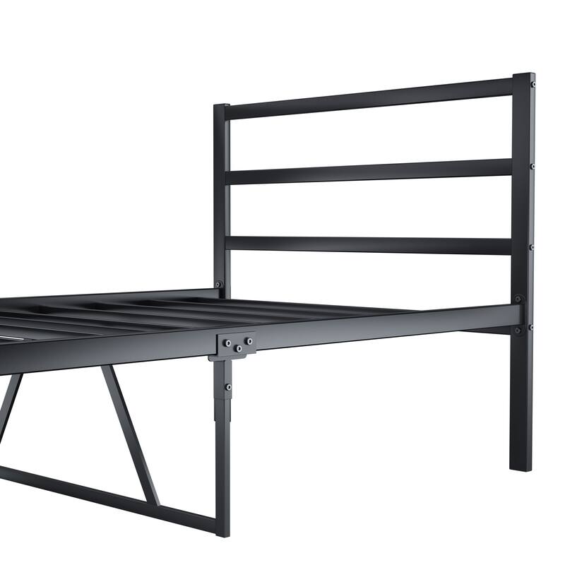 King Size Metal Platform Bed Frame with Headboard, Sturdy Construction,Heavy-Duty Metal Slats