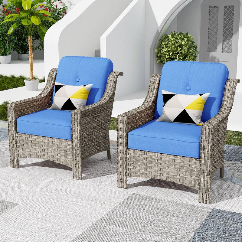XIZZI 2-piece Patio Furniture Wicker Outdoor Chair Set - Diamond Blue