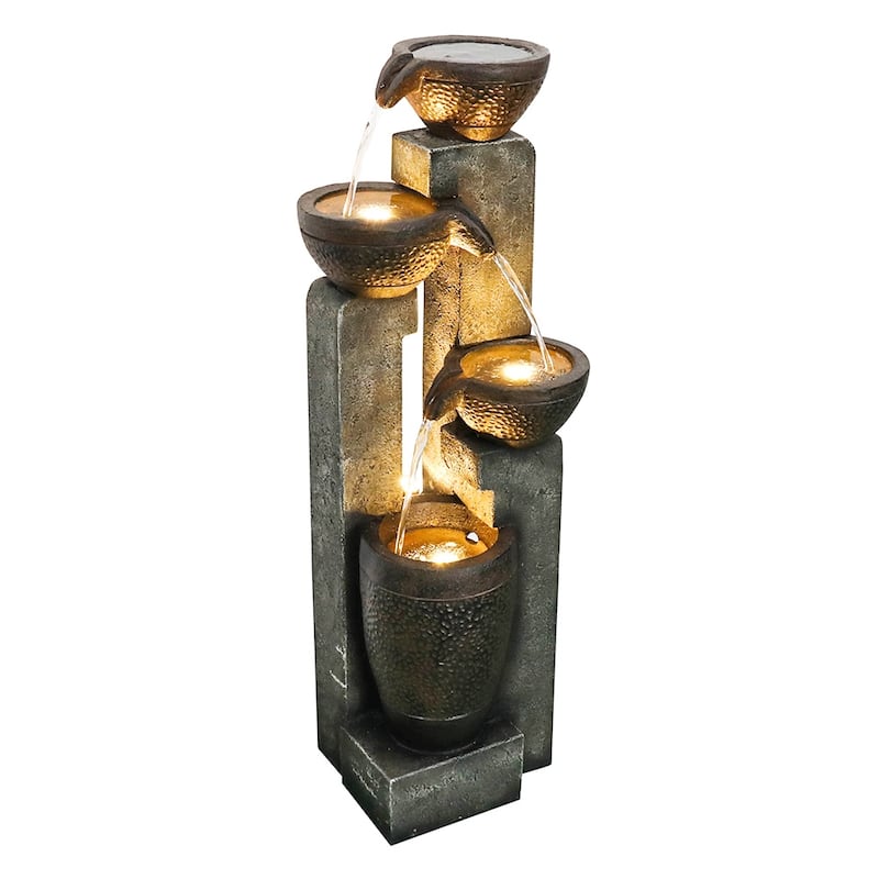 40-inch Indoor/Outdoor Water Fountain w/Lights Waterfall Features