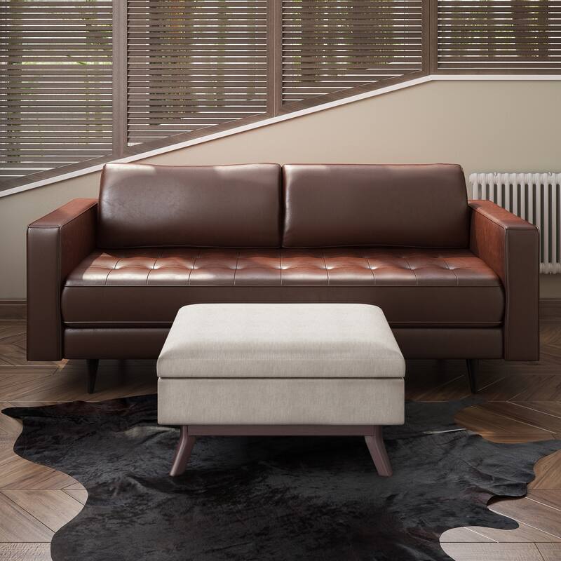 Wyndenhall Ethan Mid-century Modern Rectangular Table Ottoman - 34"w x 26"d x 18.5"h - Natural