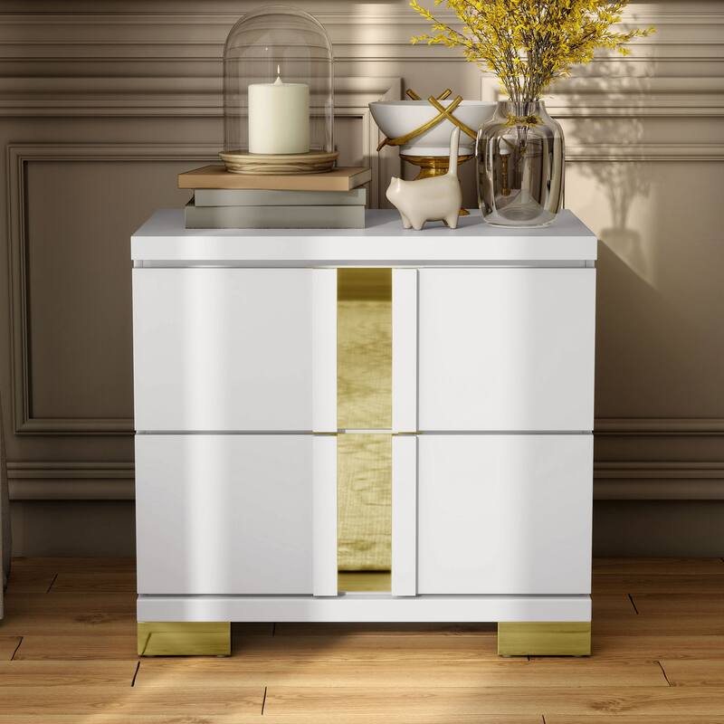 Furniture of America Halifax Modern Rubberwood 2-Drawer Nightstand