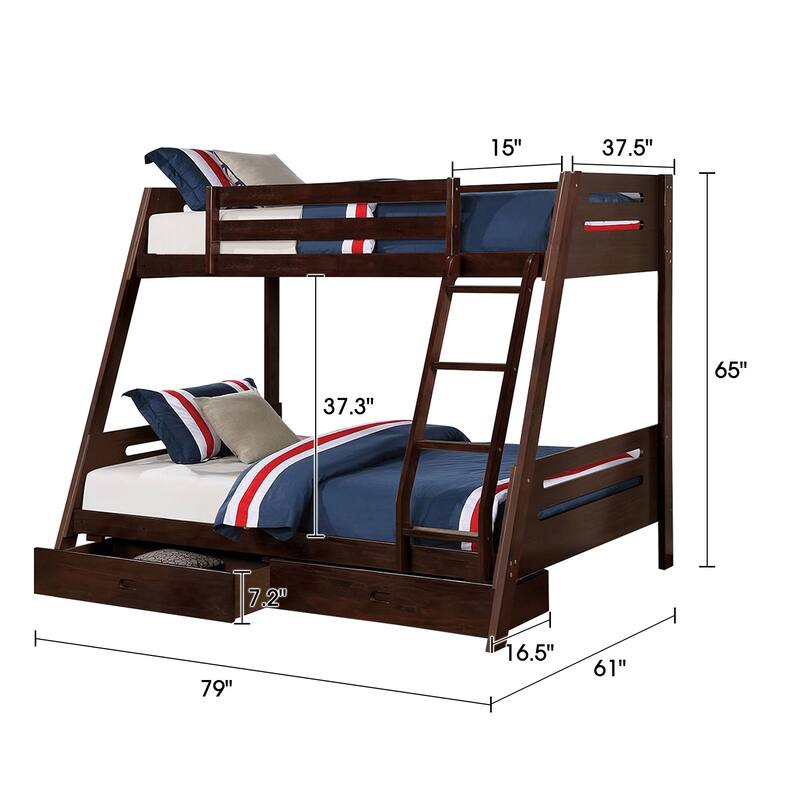 Espresso Twin over Twin/ Full Bunk Bed with Underbed Drawers