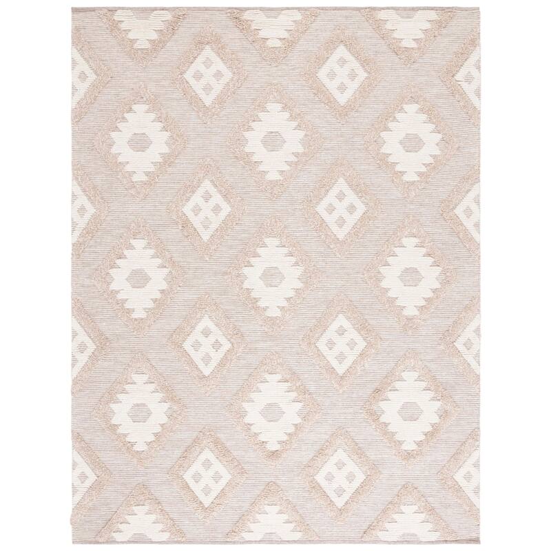 SAFAVIEH Handmade Natura Aladina Rustic Diamond Trellis Wool Rug - 5' x 8' - Brown/Ivory