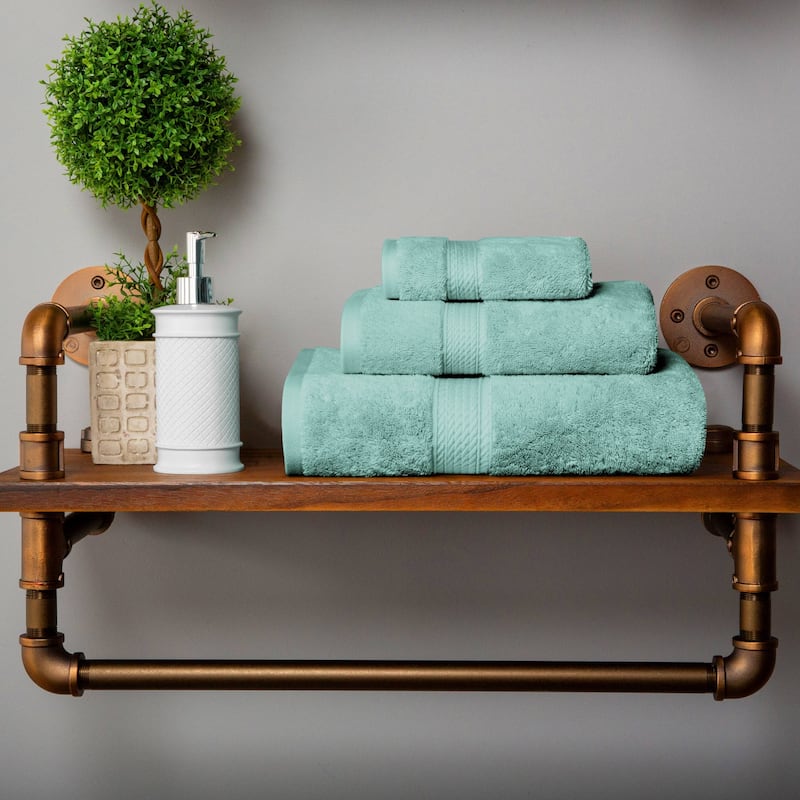Superior Egyptian Cotton Pile Heavyweight 3-Piece Towel Set - Seafoam