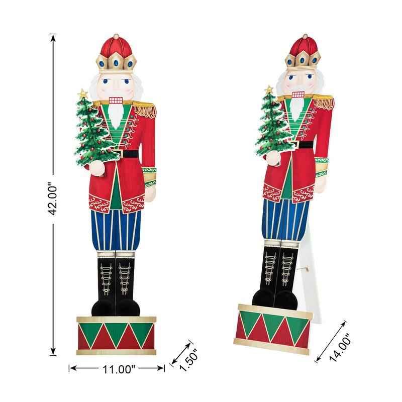 Glitzhome Wooden Christmas Nutcracker "PEACE" Porch Sign