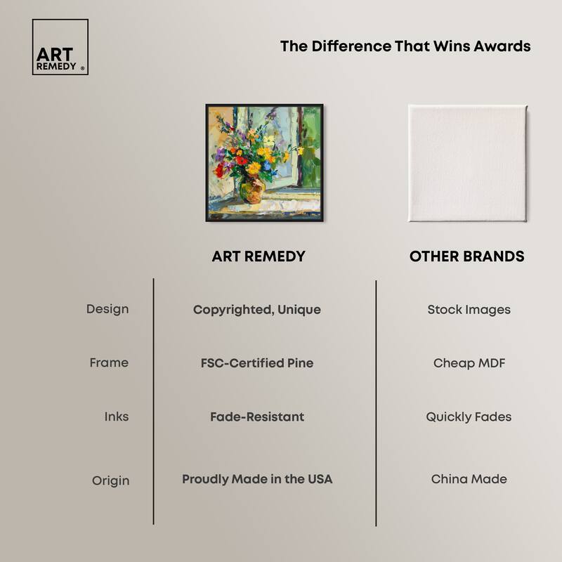 Art Remedy Vase By The Window Framed Impressionism 1 Piece Canvas Wall Art /Monet And Van Gogh Inspired Art