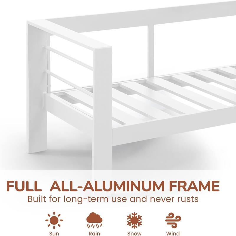 2-Pack 28" Aluminum Patio Armchairs with Thick Light Gray Cushions White Frame