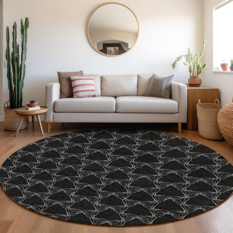 Premium Washable Super Soft Modern Geo Mayfield Rug - Black - 8' x 8'