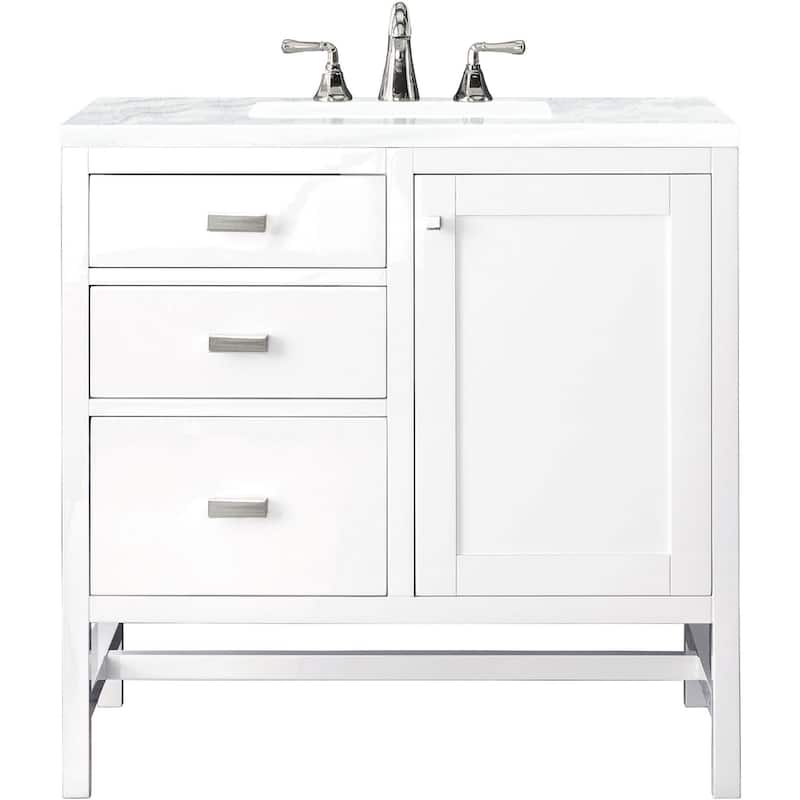 James Martin Vanities Addison 36" Single Basin Hardwood Vanity Set - Glossy White - Glossy