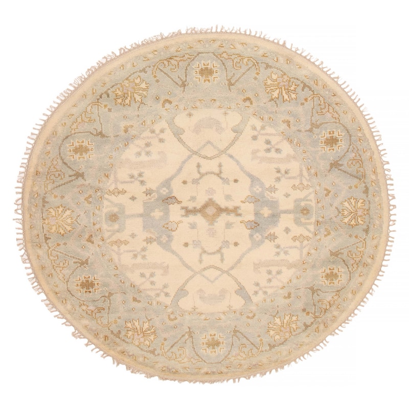 ECARPETGALLERY Hand-knotted Royal Oushak Ivory Wool Rug - 6'1 x 5'10 - Ivory - 6'1 x 5'10