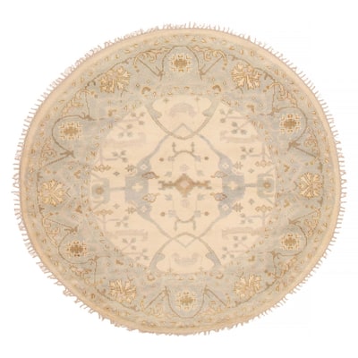 ECARPETGALLERY Hand-knotted Royal Oushak Ivory Wool Rug - 6'1 x 5'10