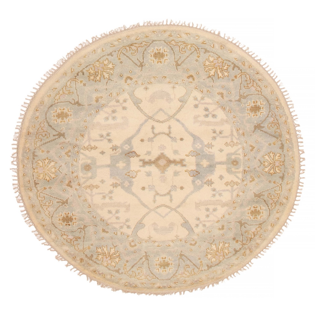 ECARPETGALLERY Hand-knotted Royal Oushak Ivory Wool Rug - 6'1 x 5'10