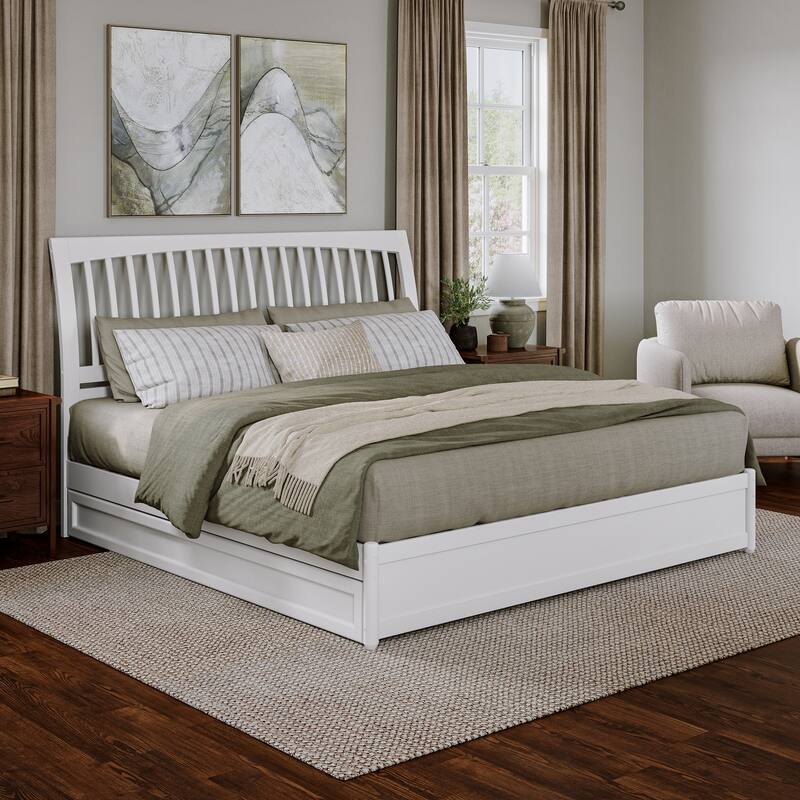 Roslyn Platform Bed with Modern Panel Footboard and Twin XL Trundle