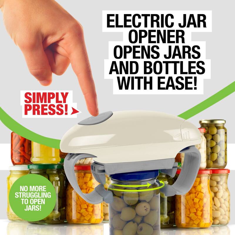 Robo Twist Electric Jar Opener Automatic Hands-Free Kitchen Gadget, Cream