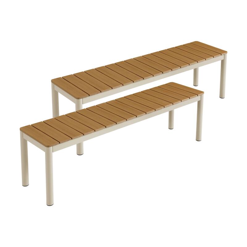 Finn Outdoor Patio Aluminum Bench with Faux Wood Top by Modway